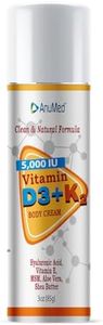 AnuMed Vitamin D3 K2 5,000 IU Cream with Magnesium, Hyaluronic Acid, Vitamin E. Best Moisturizer for Dry Skin. Promotes the Immune System, Strong Bones, Muscles, and joints (Packaging May Vary) (3oz)