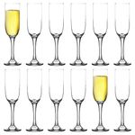 LAV 12x Clear 210ml Tokyo Glass Champagne Flutes - Reusable Prosecco Wine Wedding Party Drinking Glasses Gift Set