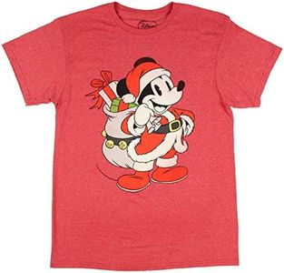 Star Wars Men's Christmas Mickey Mouse Santa Red Graphic T-Shirt, Red Heather, Medium