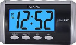 Talking Clock for Visually Impaired - Large Numbers Desk Clock - Day Clock for Seniors - Battery Operated Large Display Alarm Clock by TimeChant 1714-IPS