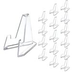 30 Pack Mini Clear Acrylic Easel Stands Card Stands for Display Coin Display Easel, Clear Multifunctional Display Holder