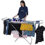 LiMETRO STEEL Stainless Steel Foldable Cloth Dryer Stand Double Rack Cloth Stands for Drying Clothes Steel (Cross)