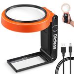 Dicfeos 30X 40X Magnifying Glass with Light and Stand, Folding Design 18 LED Illuminated Magnifying Glass for Close Work, Handheld Large Magnifying Glasses for Reading, Powered by Battery or USB