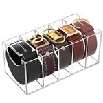 ANTEISI Belt organizer, 5 compartment acrylic belt organizer, Belt organizer for closet, Belt organizer for drawer，Tidy up belts and ties, socks（Gifts for belt lovers）