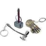 365Home 3-Pack Stormbreaker Keychain Infinity Gauntlet Keychain Mjolnir Key Chain Thor Hammer Keychain Key Ring