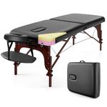 Giantex Portable Massage Table 84 Inch, Folding Lash Bed with Premium Foam & Beech Wood Legs, Professional Spa Salon Bed with Face Cradle & Carrying Case for Beauty Tattoo Eyelash, Hold up to 1000 LBS