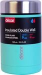 Décor Vacuum Insulated Food Flask, Stainless Steel Insulated Food Flask, Ideal for Coffee, Porridge, Soups, Leak-Proof, Durable & Reusable, Keeps Food Hot for 4 Hours & Cold 9 Hours, Turquoise 520ml