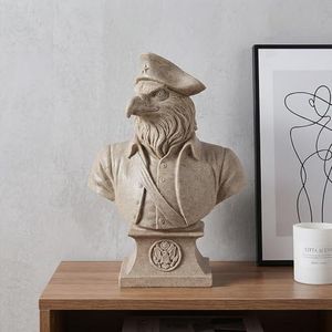 Sandstone Finish American Eagle Statue - Patriotic Marine Military Officer Bust Figurine with USA Seal Base - Vintage Resin Sculpture for Home Office, Bookshelf, Library Decor - Gifts for Veterans