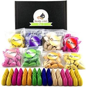 152 Pcs Backflow Incense Cones 8 Mixed Natural Scents Sandalwood Rose Lily Tulips Rosemary Lavender Sakura Osmanthus(Incense Cones)
