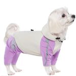 BRKURLEG Small Dog Raincoat, 4 Legs Dog Rain Jacket, Pet Waterproof Rainproof Jacket with Leash Hole Reflective Pet Poncho for Small Dogs Boy Girl, Purple M