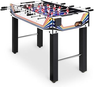 Best Choice Products 48in Foosball Table for Kids and Adults, Game Room Arcade Soccer Game Table w/ 2 Balls, 2 Cup Holders, Ergonomic Handles, Chrome Finished Metal Bars - Blue/White Arcade