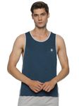 DOMIN8 Men's Polyester Sleeveless Cut & Sew Basket Ball Blue Tank Top (Blue) (XXL)