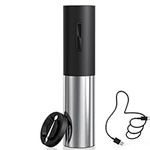 CIRCLE JOY Rechargeable Wine Bottle Opener Electric Wine Openers Automatic Corkscrew with Foil Cutter, Black Silver