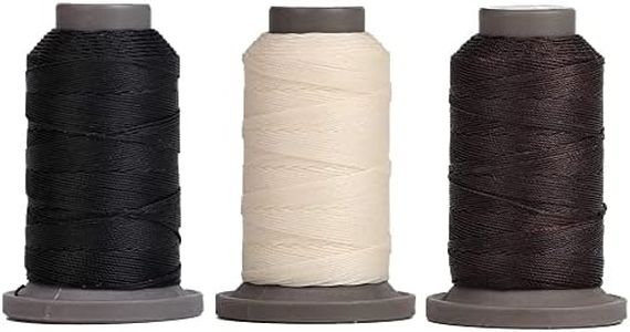 WUTA Leather Sewing Round Waxed Thread New 90 Meter Polyester Hand Sewing Line for Leather Work Cord Tool DIY (Cream White+Black+Dark Brown, 0.55mm)