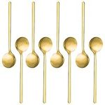 Pack of 8, Gold Plated Stainless Steel Espresso Spoons, findTop Mini Teaspoons Set for Coffee Sugar Dessert Cake Ice Cream Soup Antipasto Cappuccino, 5.3 Inch