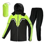 VIKAMAKA Outdoor Rain Suit, Waterproof Breathable Lightweight 2 Pieces Rainwear,All-Sport Cycling Bike Rain Jacket & Trouser Raincoat for Men (as1, alpha, l, regular, regular, Fluo&Black)