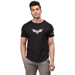 The Souled Store Batman: Wayne Industries Mens Graphic Printed Cotton Drop Cut T-Shirt Black