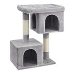 Feandrea Cat Tree, 101 cm Cat Tower, XL, Cat Condo for Extra Large Cats up to 20 kg, Large Cat Perch, 2 Cat Caves, Scratching Post, Light Grey PCT614W01