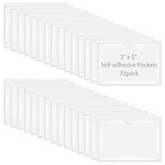 Antner 32 Pack Self-Adhesive Index Card Pockets for 3" x 5" Card, Clear Plastic Labels Holders Top Open for Loading Card Holder for Storage Bins, Library and Locker (3.74 x 5.3 Inches)