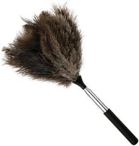 UKQRRTC Extendable Ostrich Feather Duster, Anti Static Reusable Cleaning Tool, Household Duster for Furniture High Place (Black)