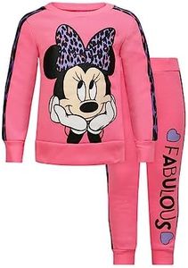 Disney Girl's 2 Piece Minnie Mouse Fabulous Long Sleeve Shirt and Jogger Set, Pink, Size 2T