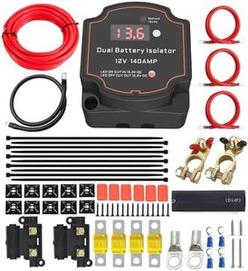 AULESSE 3m Dual Battery Isolator Kit 140Amp Battery Isolator 12V Kit Split Charge Relay Kit Manual/Auto Modes VSR Voltage Sensitive Relay with LED Screen Voltage Display for Truck RV ATV UTV SUV Boat