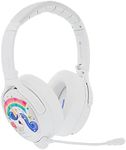 BuddyPhones Cosmos+ Active Noise Cancelling Bluetooth Headphones for Kids - Over-Ear Volume Limiting Foldable Wireless Headphones with Boom Microphone, 24-Hours Battery Life, Snow White