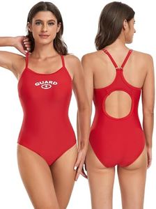 Adoretex New Girl's/Women's Standard Guard Adjustable Straps Bathing Suit, One Piece Swimsuit with Padded Bra, Red, XX-Small