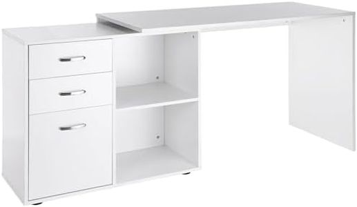 Homcom – Escritorio de esquina escritorio Vertical modulable 2 en 1 cajones x 3 + 2 nichos MDF blanco 37 WT