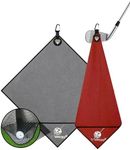Magnetic Golf Towel 2 Pack 20" x 20" with Clip & Cleaning Pocket - Microfiber Waffle Ultra Absorbent, Golf Club & Ball Cleaner, Magnet for Clubs Essential Golf Accessories Golf Gifts for Men Women