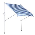 Outsunny 6.6'x5' Manual Retractable Patio Awning Window Door Sun Shade Deck Canopy Shelter Water Resistant UV Protector Blue