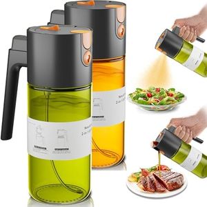Olive Oil Sprayer & Dispenser for Cooking, 17oz Dark Glass Oil Mister, 2PC