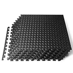 SQUATZ Thick Puzzle Exercise Mat, 6 Pcs EVA Foam Interlocking Tiles Protective Flooring for Gym Equipment and Cushion for Workouts, Durable Non-Skid Texture, Easy to Assemble, Black