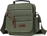 Sunsomen Canvas Shoulder Bag Small Messenger Crossbody Bag Work Bag Vintage Multi-function (Army green)