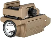 OLIGHT PL-Mini 3 Valkyrie 600 Lumens Compact Tactical Picatinny/GL/Hellcat Rail-Mounted Weaponlight with Two Included Rechargeable and Removable Battery, Pistol Light with Strobe Mode (Desert Tan)