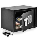 SereneLife Home Safe Box Locker 22 L, Small Money Safe, Mini Fireproof Safes, Wall and Floor Steel Vault, Electronic Digital Keypad, 2 Keys, Secure for Cash, Guns, Jewelry and More, Black