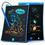 TEKFUN 2 Pack LCD Writing Tablet, 8.5inch Colorful Drawing Tablet for Kids, Erasable Writing Drawing Board with Lanyard, Learning Toys Gifts for 3 4 5 6 7 Years Old Boys Girls Toddlers (2X Blue)