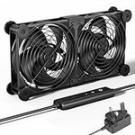 upHere 2 x 120mm Powerful Computer Fan, DC 12V Cooling Fan, Dual Ball Bearing, AC Plug 220V 240V Speed Control 5 Adjustable for PC Cabinet Server Room Modems Cooling, U2DC2