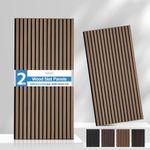 Wood Slat Wall Panel, Easy Installation, Versatile, Enhanced Acoustic Design, Suitable for Living Room, Bedroom, Kitchen & Offices (2 Pcs, Smoke Hues), 47.2x23.6x0.87 Inch Each, Mollywell