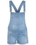 Unbranded New Kids Girls Denim Stretch Light WASH Playsuit Jumpsuit Dungaree Shorts