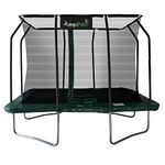 JumpPRO 10ft x 7ft Xcite Rectangular Jump PRO Trampoline. Galvanised Steel for Rust Resistance. Green Padding. Strong Sturdy High Specification with Inner Enclosure Netting for Added Safety.
