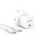 Anker 20W USB C Charger, Fast Charging PowerPort III Cube Charger, Compatible with iPhone 16/16 Plus/16 Pro/16 Pro Max, 15 Series, Galaxy, iPad (3 ft USB-C to C Cable Included)