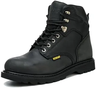 ACDSAF Soft Toe Work Boots for Men Waterproof Comfortable Anti-fatigue Working Shoes Slip Resistant Construction Safety Work Boots (Black Color,Size 7.5)