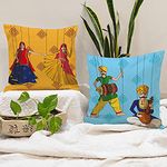 Amazon Brand - Umi. Kathputli Printed Poly Cotton Cushion Covers, Set of 2 (24 x 24 Inches)