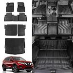 Rongtaod Fit 2021 2022 2023 Nissan Rogue Floor Mats Trunk Mat Cargo Mat Cargo Liner All Weather Back Seat Cover Protector 2022 Nissan Rogue Accessories (Backrest Mats+Trunk Mat+Floor Mats)