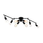 mirrea 3.5 ft 4-Light Black Track Lighting Kit with Rotating Heads and 4-Light Sputnik Flush Mount Light