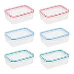 Invero Set of 6 Food Storage Clip Lock Container 450ml with Steam Vent Lids - Leakproof, Microwave, Freezer and Dishwasher Safe - Ideal for Lunches, Salads, Cakes, Dinners and more