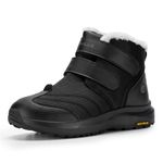 FitVille Mens Extra Wide Snow Winter Boots, Fur Lining Outdoor Boots Lightweight Waterproof Insulated Easy On&Off Black 10 UK Wide