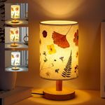 WSYEAR Flower Lamp Bedside Lamps Pressed Flowers Table Lamp with Wood Base Charming Floral Beauty for Desk Lamp Bedroom Living Room