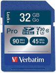 Verbatim 32GB Pro 600X SDHC Memory Card, UHS-1 U3 Class 10-98047